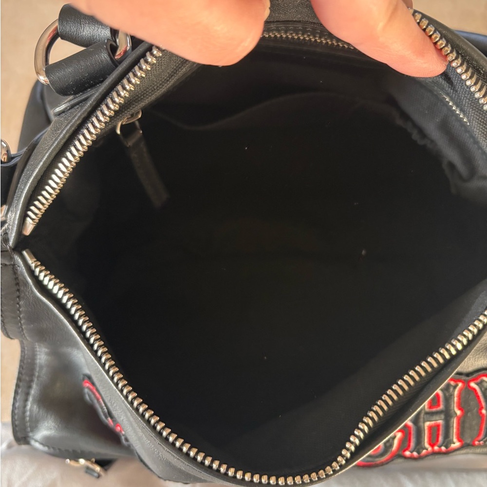 Givenchy Black Leather Toiletry Bag with Red Embroidered Logo - Picture 5 of 7